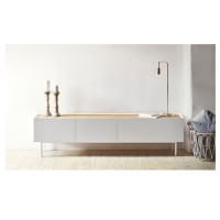 Mesa de TV Clásica Brandon 65"" color Blanco/Duna 1 puerta 2 cajones TU MESITA