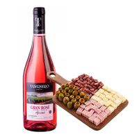 Pack Vino Rosé TABERNERO Gran Rosé Semi Seco Botella 750ml + Tabla Piqueo Tradicional BELL´S