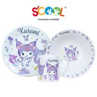 Set Vajilla De Cerámica Scool 3 Piezas Kuromi