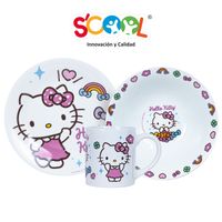 Set Vajilla De Cerámica Scool 3 Piezas Hello Kitty