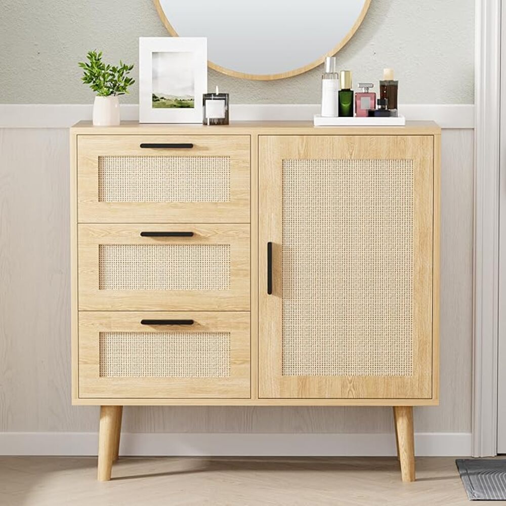 Aparador Moderno Boho 3 Cajones 1 Puerta Color Rovere TU MESITA