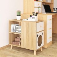 Mesa Lateral con Espacio para Gato Moderno Cooper Panela/Blanco TU MESITA