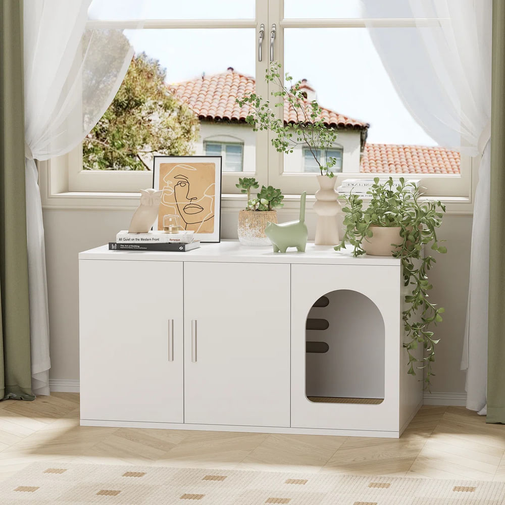 Mueble Auxiliar para Gato cpn Espacio para Arenero Gina Blanco TU MESITA