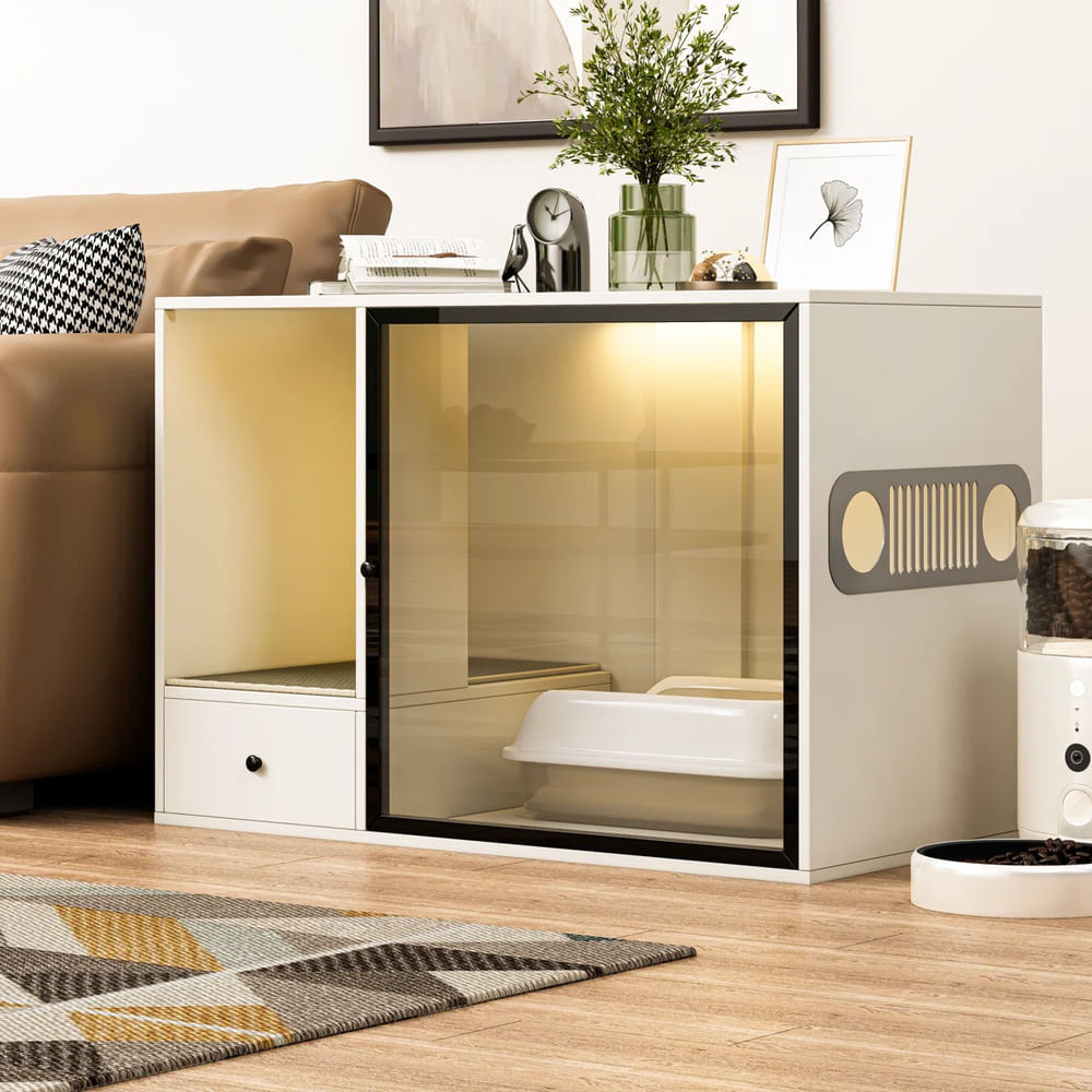 Mueble para Gato con Espacio para Arenero Porué Blanco TU MESITA