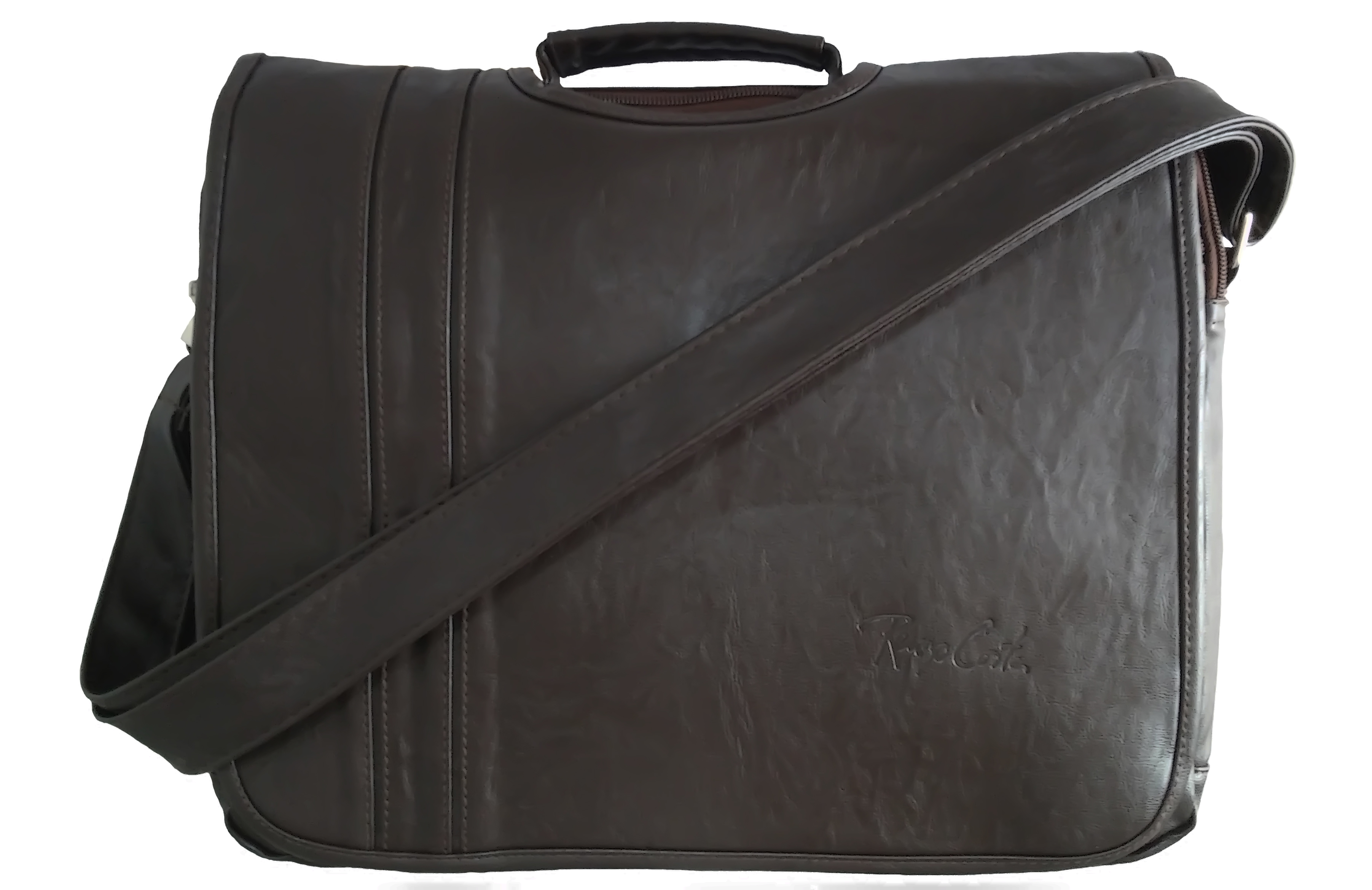 Maletin de Negocios Marron Casual Hombre Portalaptop 14pulg (35×28×7) Cuero Liso