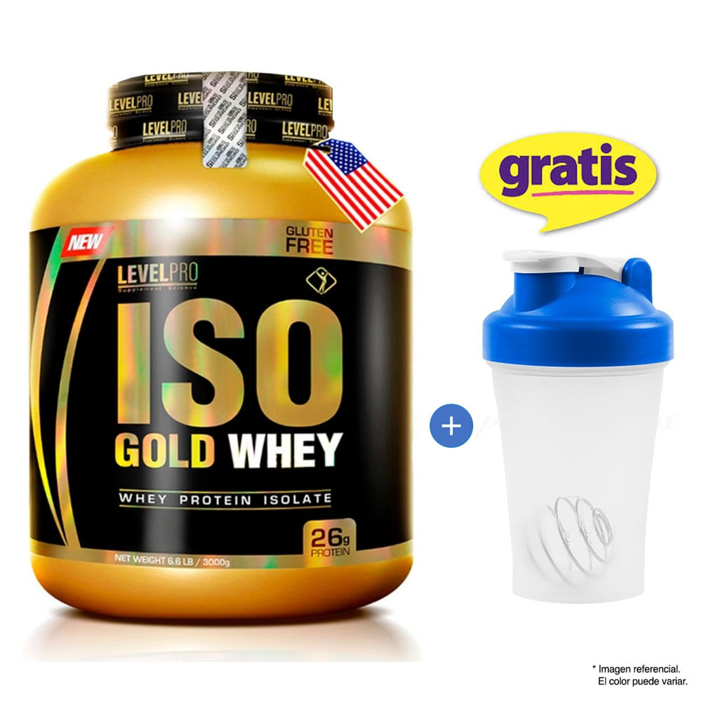 Proteína Level Pro Iso Gold Whey 3 kg Vainilla + Shaker