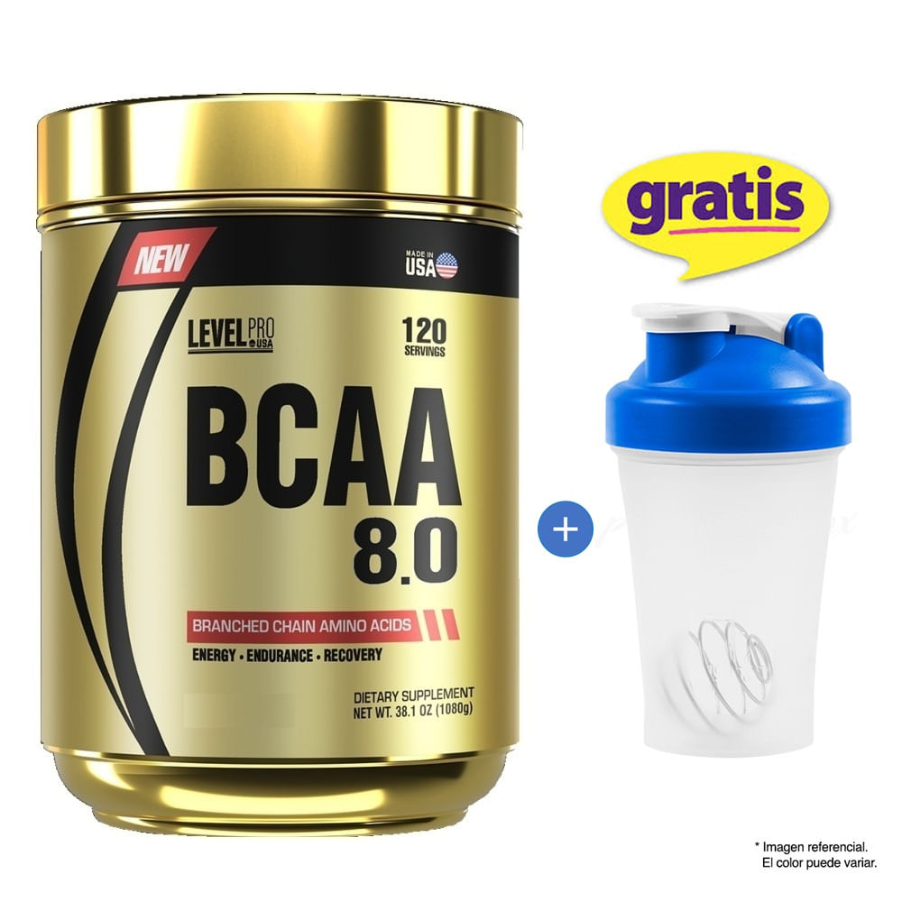 AMINOÁCIDO LEVEL PRO BCAA 8.0 1080 G FRUIT PUNCH + SHAKER