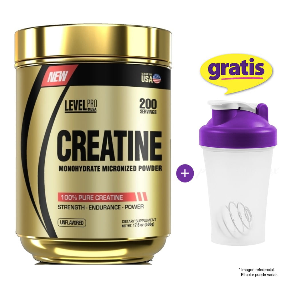 CREATINE MICRONIZED LEVEL PRO 500 GRAMOS + Regalo