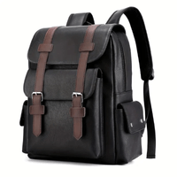 Mochila Vintage Negro Hombre Casual Portalaptop 16pg 38x34x12 Cuero Importado