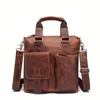 Maletin De Cuero Vacuno Camel Morral Hombre Portalaptop 13pg 32x30x5