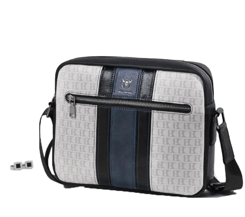 Maletin De Cuero Vacuno Azul Hombre Bolso PortaTablet 12pg 28x22x6