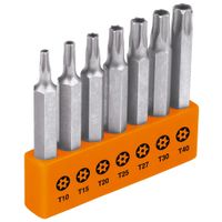 Juego de 7 puntas torx combinadas c/seguro largo 2"", Truper