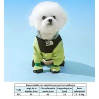 Impermeable completo para perros medianos de 7.5-9.5kg con capucha y zapatos modelo verde