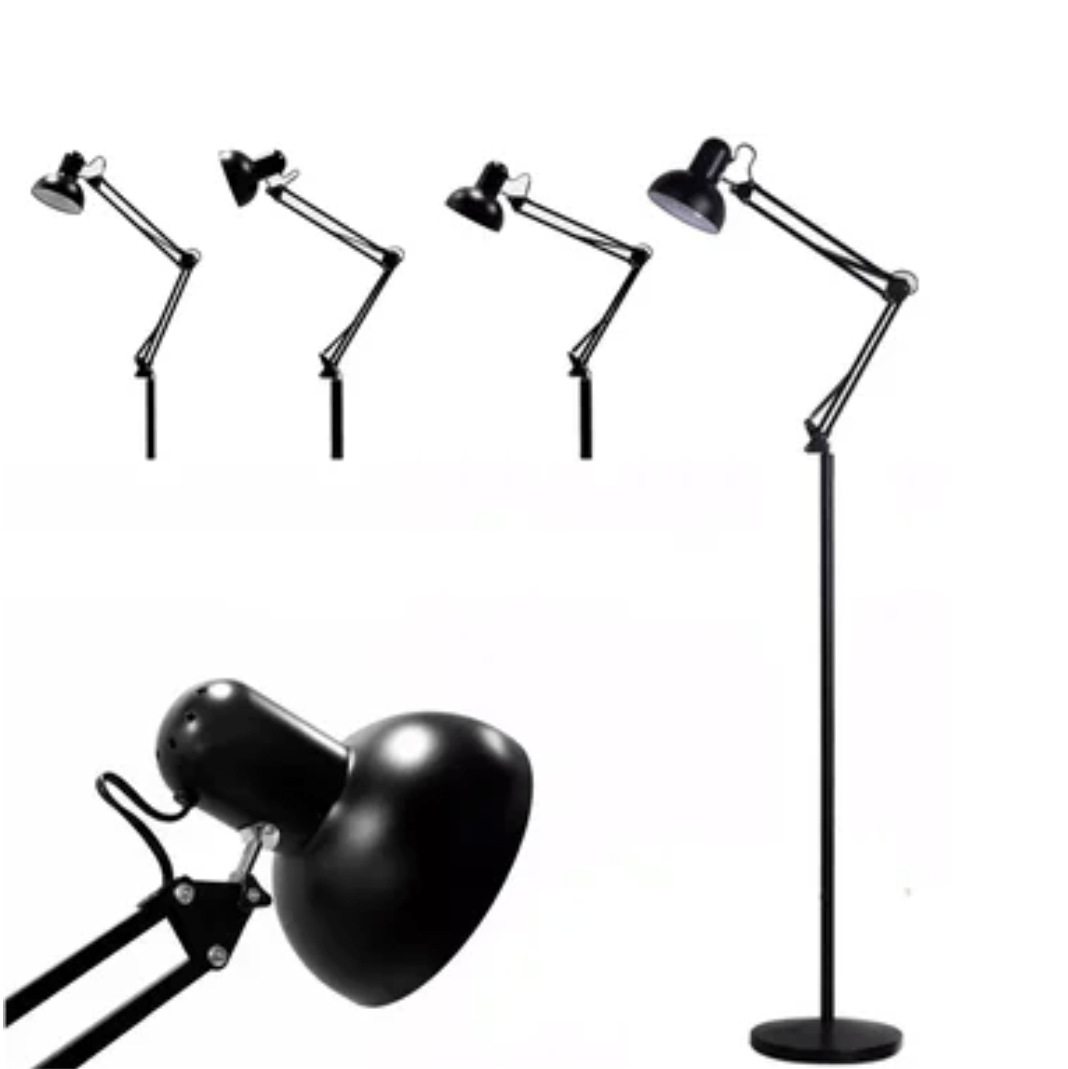 Lampara de piso 1.80 metros con brazo flexible graduable negra