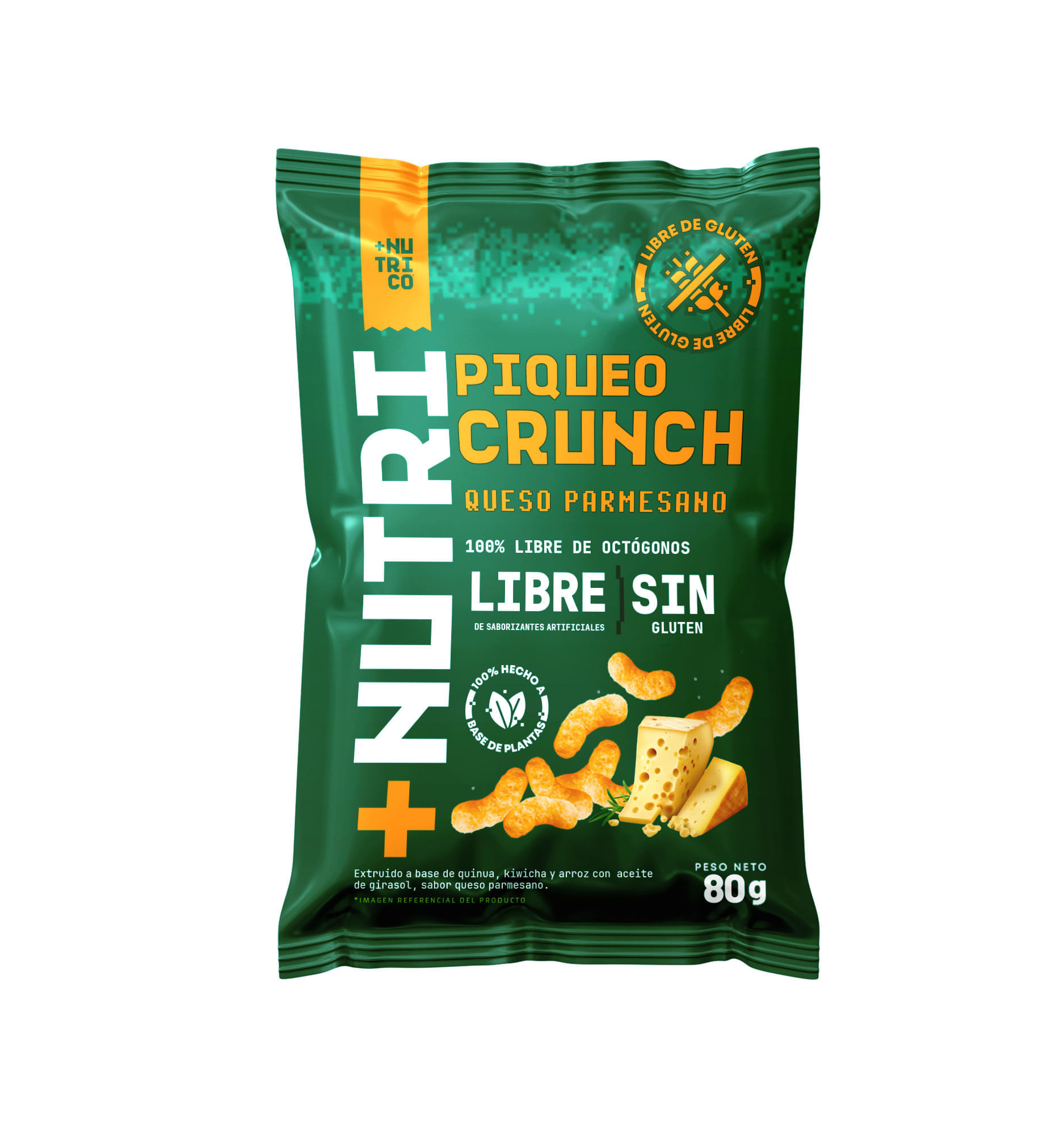 Piqueo Crunch +NUTRI CO Crunch Queso Parmesano Bolsa 80g