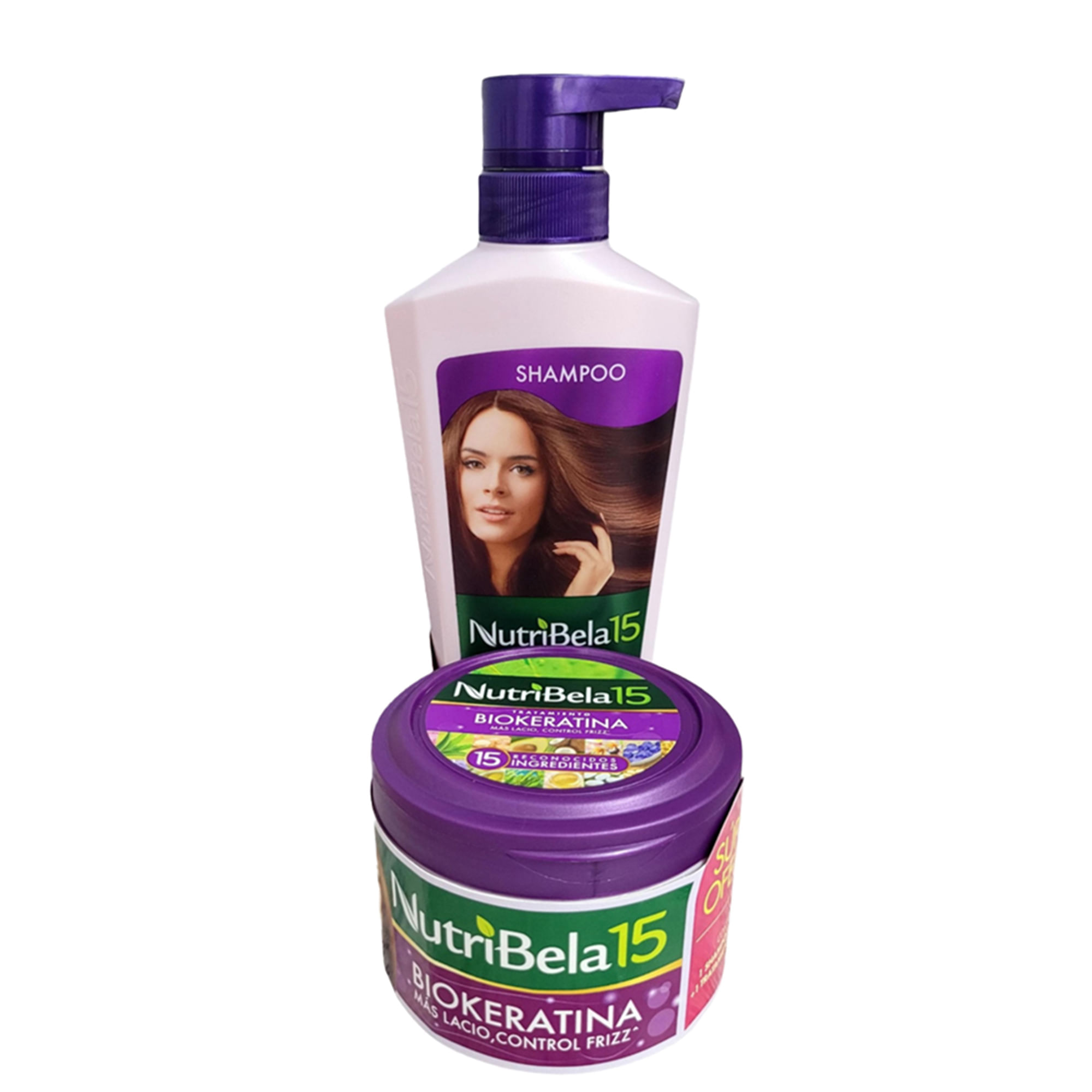 Pack Shampoo NUTRIBELA Botella 400ml + Crema de Tratamiento Capilar Biokeratina Frasco 300ml