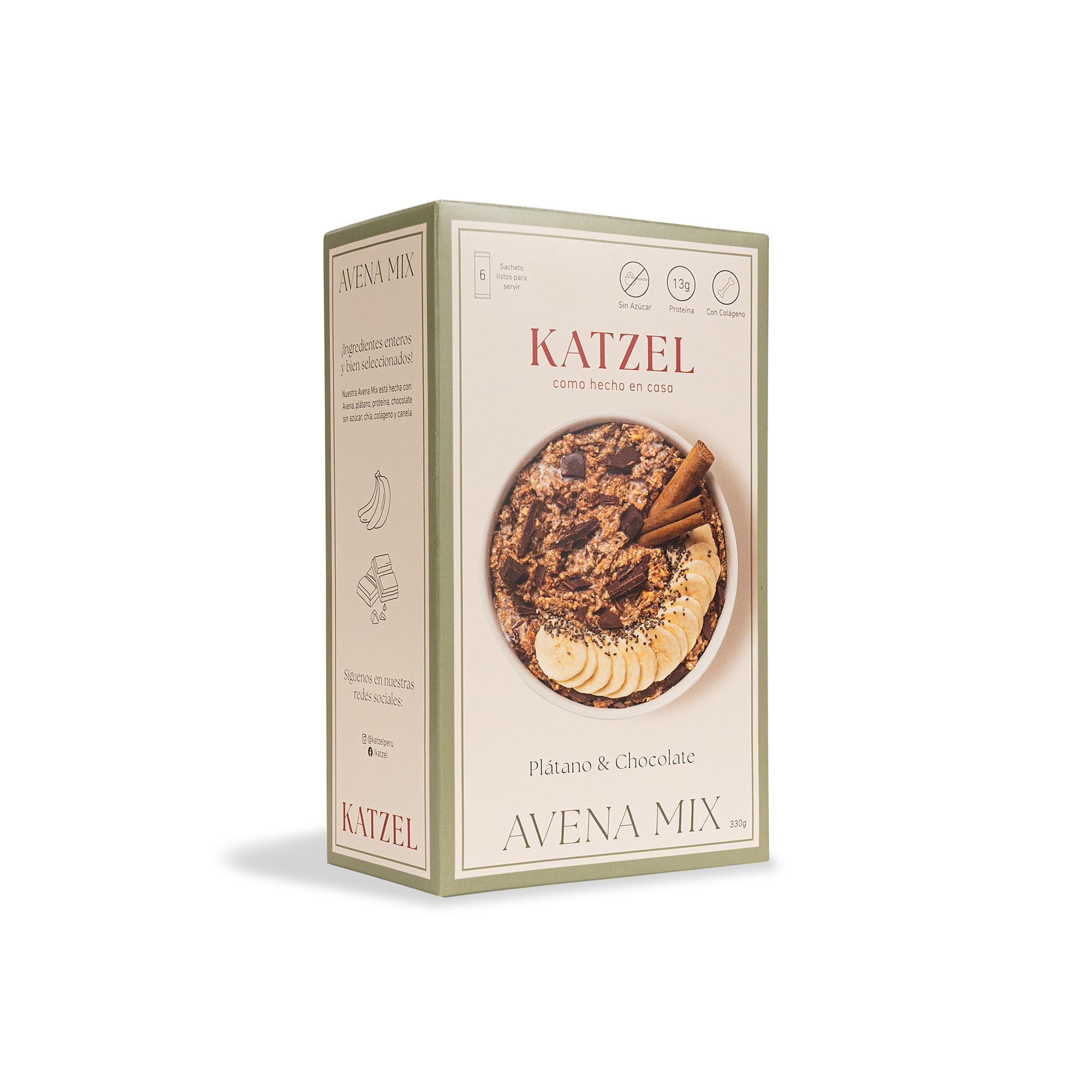 Avena Mix Plátano y Chocolate KATZEL Caja 330g