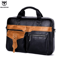 Maletin De Cuero Vacuno Negro con Rojo Hombre Portalaptop 15pg 40x30x8