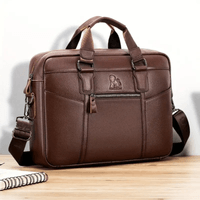 Maletin De Cuero Vacuno Marron Negocios Bolso Hombre Portalaptop 15pg 40x30x7