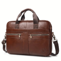 Maletin De Cuero Vacuno Marron Schla Negocios Hombre Portalaptop 15pg 40x30x8
