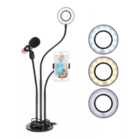 ARO DE LUZ LED 3 EN 1 C/ SOPORTE PARA CELULAR Y MICRÓFONO