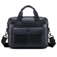 Maletin Cuero Vacuno Negro Bolso Negocia Hombre Portalaptop 13pg 33x25x6
