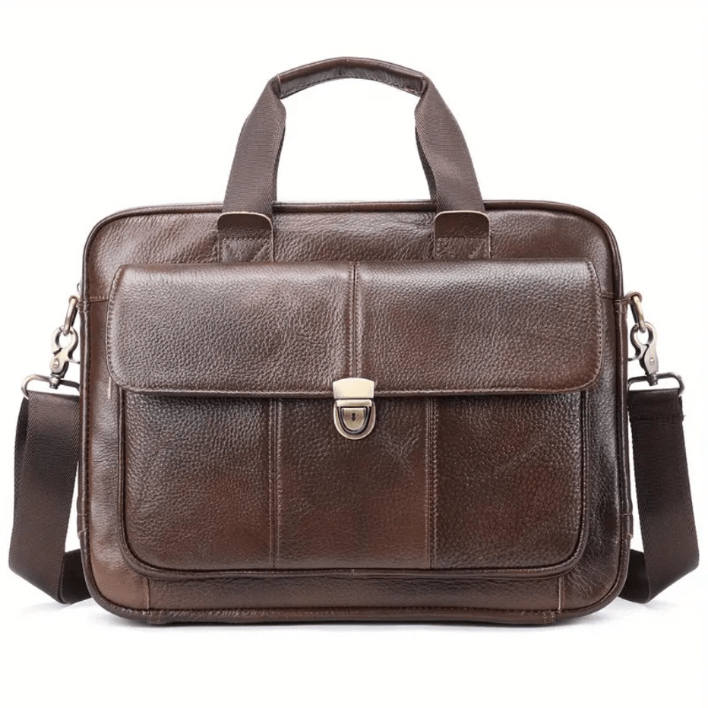 Maletin De Cuero Vacuno Marron Vintage Bolso Hombre Portalaptop 15pg 38x28x8