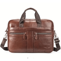 Maletin De Cuero Vacuno Marron Schla Negocios Hombre Portalaptop 15pulg 40x28x6