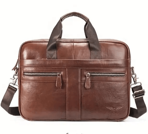 Maletin De Cuero Vacuno Marron Schla Negocios Hombre Portalaptop 15pulg 40x28x6
