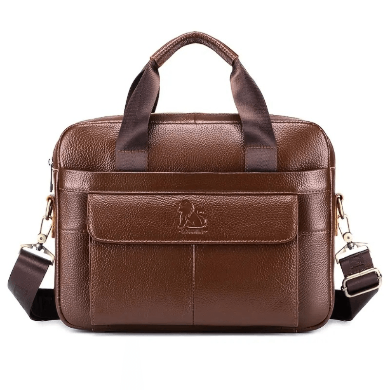 Maletin Cuero Vacuno Marron Ejecutivo Bolso Hombre Portalaptop 13pulg 33x25x6