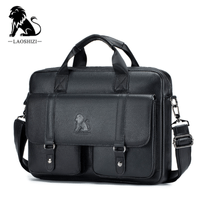 Maletin De Cuero Vacuno Negro Lion Negocio Hombre Portalaptop 15pg 39x30x6