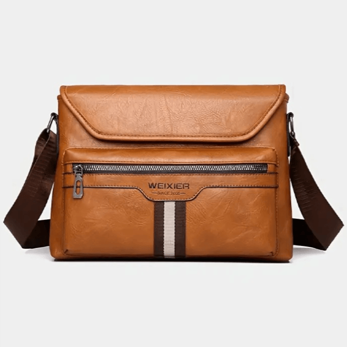 Maletin Negocios Camel Hombre Bolso Portatablet 10pulg 28x21x5 Cuero Importado