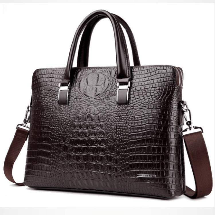 Maletin Ejecutivo Marron Hombre Portalaptop 14pg 37x27x6 Cuero Importado