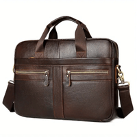 Maletin De Cuero Vacuno Marron Negocio Hombre Bolso Portalaptop 15pulg 39x28x6