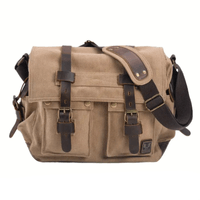 Maletin Caqui Bolso Negocio Hombre Portalaptop 14pg 35x28x12 Lona Importado