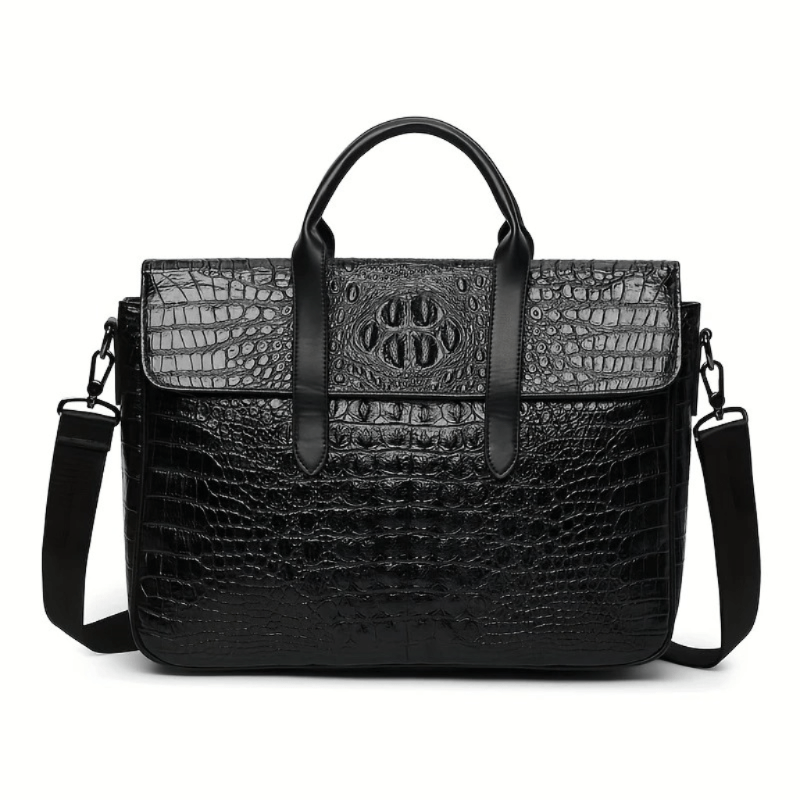 Maletin Negro Negocio Hombre Bolso Portalaptop 14pg 38x30x10 Cuero Importado