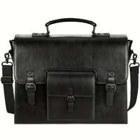 Maletin Ejecutivo Negro Hombre Portalaptop 16pg 41x32x13 Cuero Liso