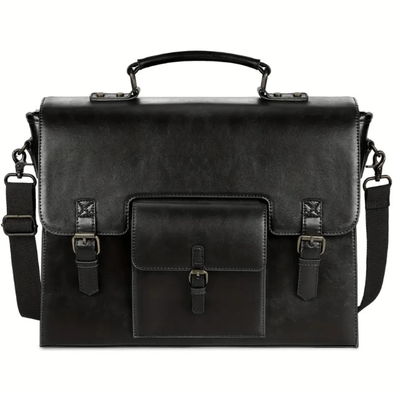 Maletin Ejecutivo Negro Hombre Portalaptop 16pg 41x32x13 Cuero Liso