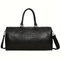 Maletin de Viaje Negro Bolso Deportivo Hombre 24x45x20 Cuero Liso