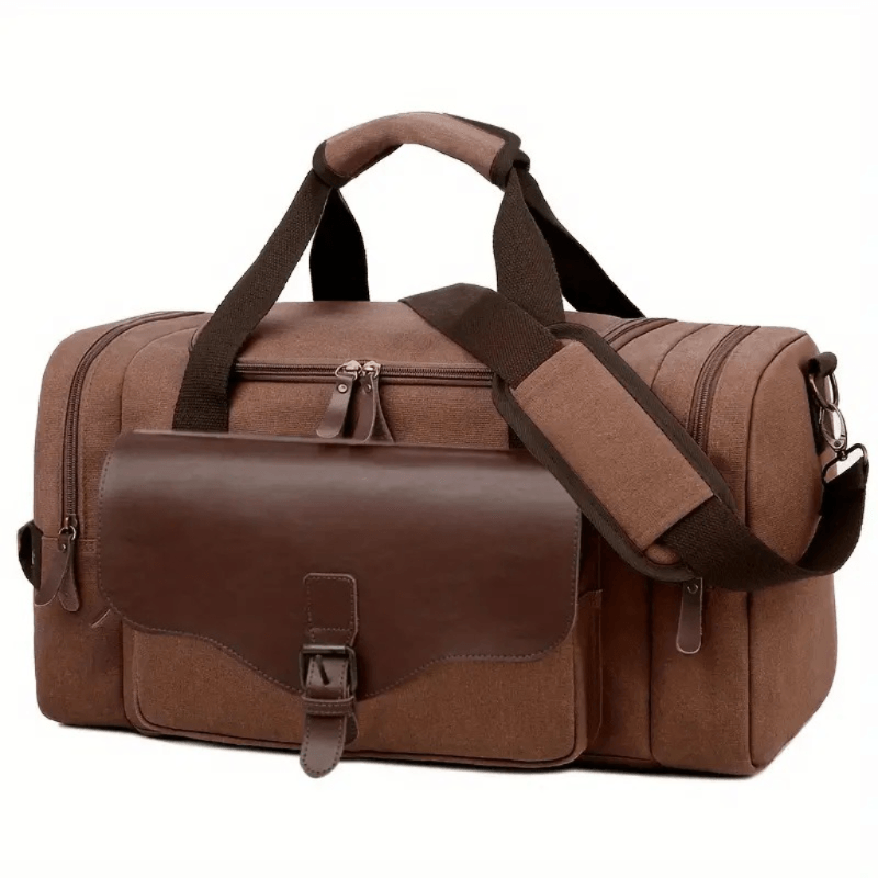 Maletin De Viaje Marron Bolso Hombre Casual 25x44x24 Lona Importada