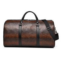 Maletin de Viaje Marron Bolso Deportivo Hombre Casual 28x55x25 Cuero Liso