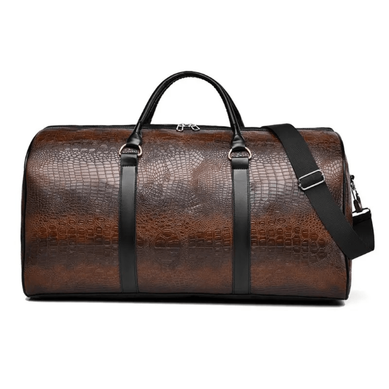 Maletin de Viaje Marron Bolso Deportivo Hombre Casual 28x55x25 Cuero Liso