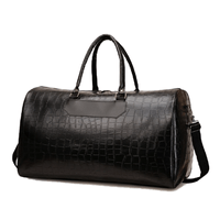 Maletin de Viaje Negro Bolso Deportivo Hombre 28x48x26 Cuero Liso