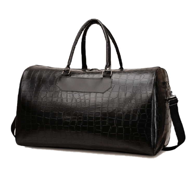 Maletin de Viaje Negro Bolso Deportivo Hombre 28x48x26 Cuero Liso