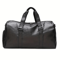 Maletin Deportivo Negro Brillante Bolso Hombre 40x21x21 Cuero Liso
