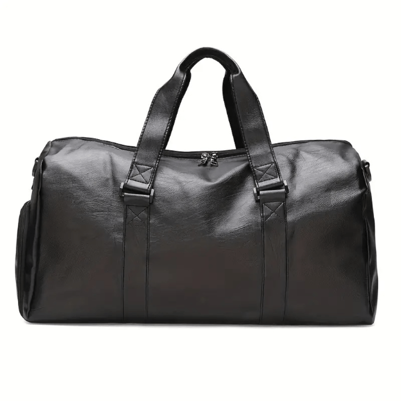 Maletin Deportivo Negro Brillante Bolso Hombre 40x21x21 Cuero Liso