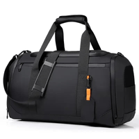 Maletin de Viaje Negro Casual Bolso Deportivo Hombre 46x26x21 Cuero Liso