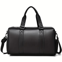 Maletin de Viaje Negro Casual Bolso Deportivo Hombre 41x24x21 Cuero Liso
