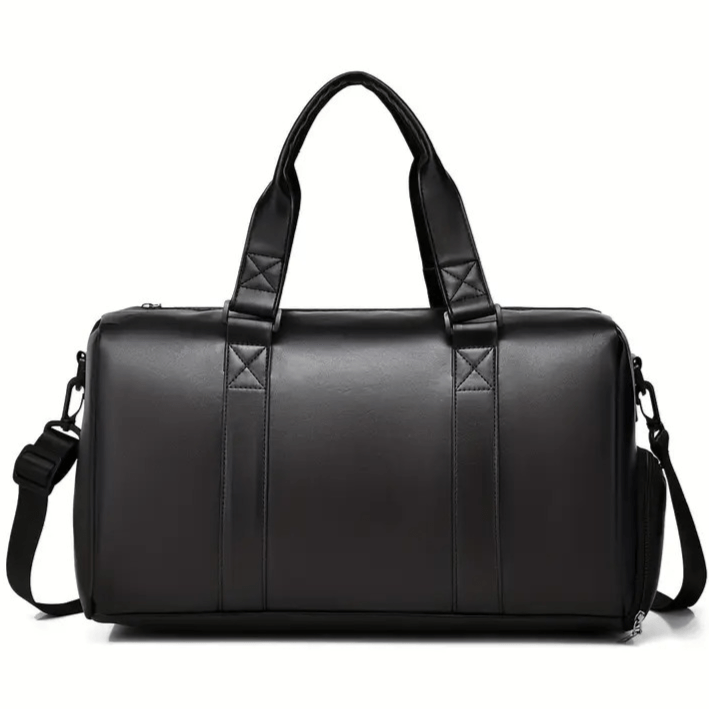 Maletin de Viaje Negro Casual Bolso Deportivo Hombre 41x24x21 Cuero Liso