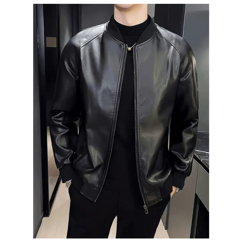 Chaqueta Negro Bomber Hombre Impermeable Talla M Cuero Importado